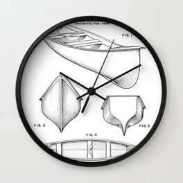 Canoe Patent - Kayak Art - Black And White Wall Clock | Sport, Kayaks, Watersport, Kayakpatent, Patent, Blackandwhite, Graphicdesign, Canoe, Canoes, Canoepatent 