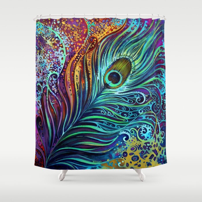 Peacock Feather by Laura Zollar Shower Curtain