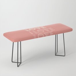 I Love Love -  Coral Pink pastel colors modern abstract illustration  Bench