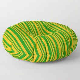 [ Thumbnail: Orange and Green Colored Stripes Pattern Floor Pillow ]