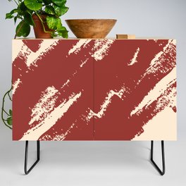 Abstract Charcoal Art Red Beige Credenza
