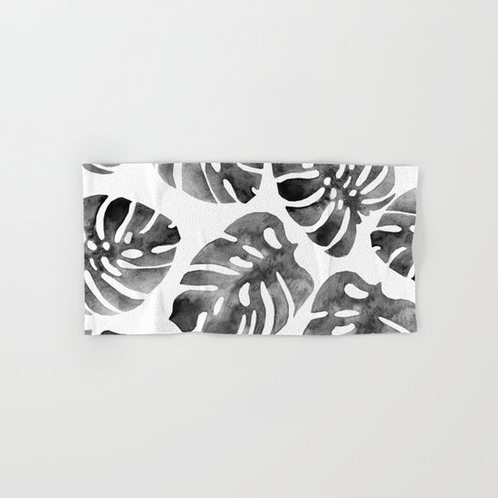 Monstera Black Hand & Bath Towel