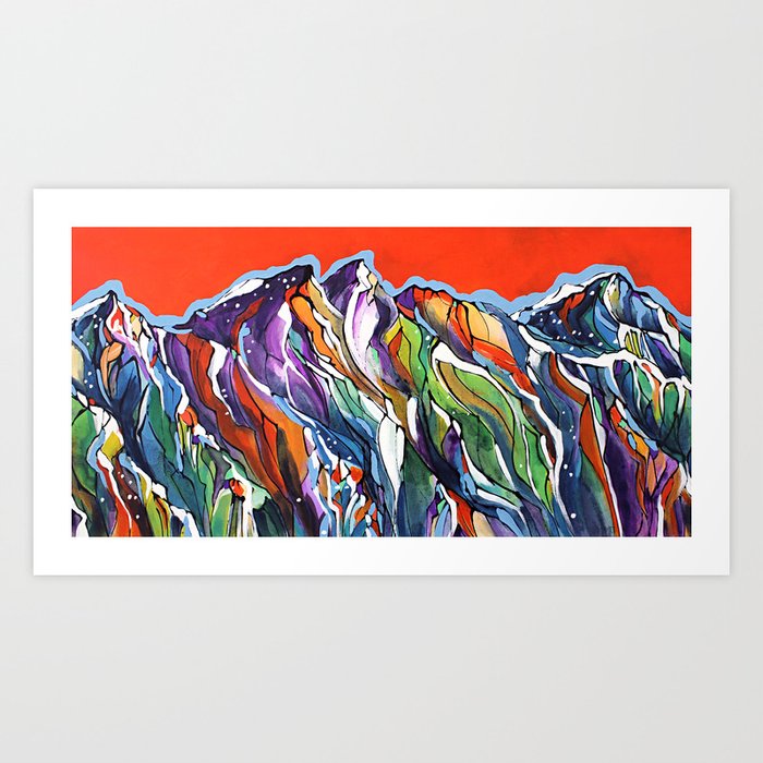 Freezing Hot Colorful Mountain Art Art Print