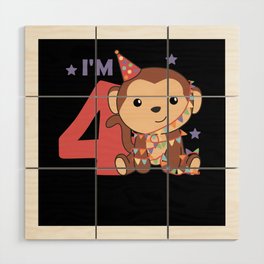 Monkey For The Fourth Birthday For Children 4 Wood Wall Art
