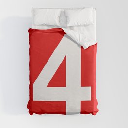 Number 4 (White & Red) Duvet Cover