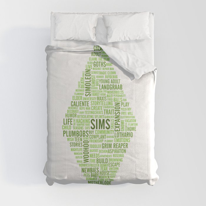 Sims Plumbob Typography Comforter