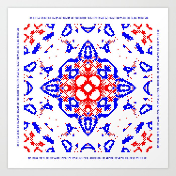 Ca Fantasy Red Blue White Series 10 Art Print By Cellulrautomataart