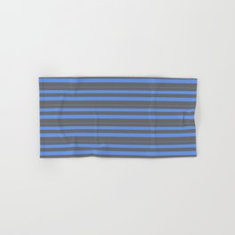 [ Thumbnail: Cornflower Blue and Dim Grey Colored Stripes Pattern Hand & Bath Towel ]
