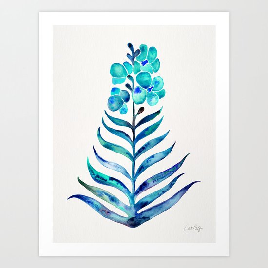 Blooming Orchid – Navy & Turquoise Palette Art Print