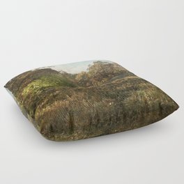 Vintage postcard countryside forest Floor Pillow
