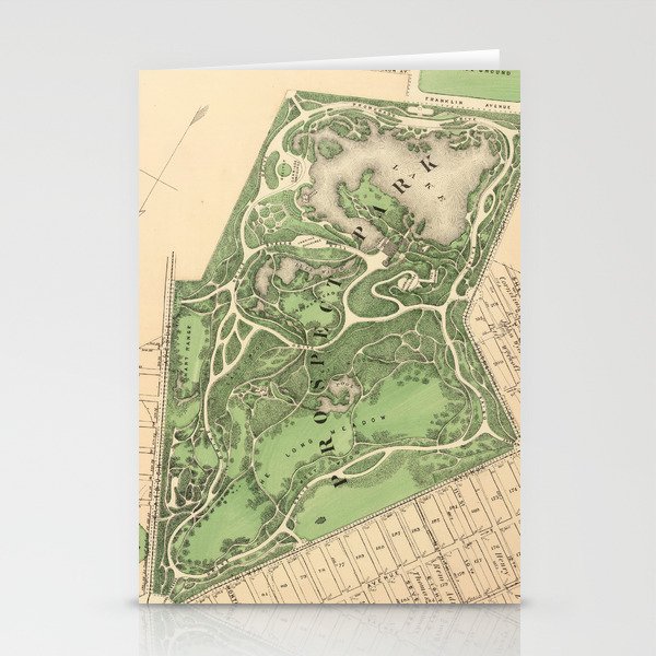 Old Prospect Park Map (1874) Vintage Brooklyn Public Square Atlas Stationery Cards