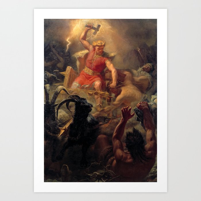 Thor Fighting With The Giants by Marten Eskil Winge Art Print