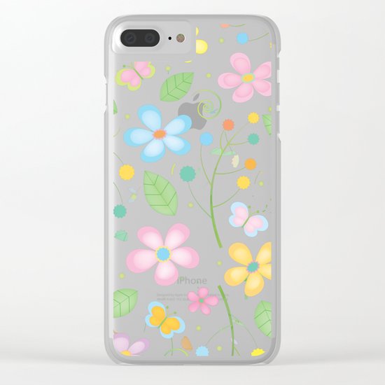 Floral and Butterfly Pattern - Spring Blossom Clear iPhone Case