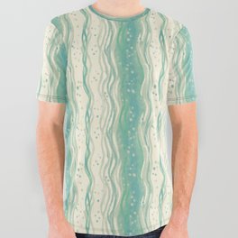 Gentle stream pattern - beige on sea green and cadet blue All Over Graphic Tee