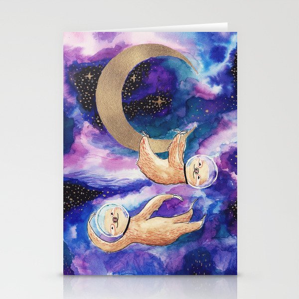 Sloths in Space Stationery Cards