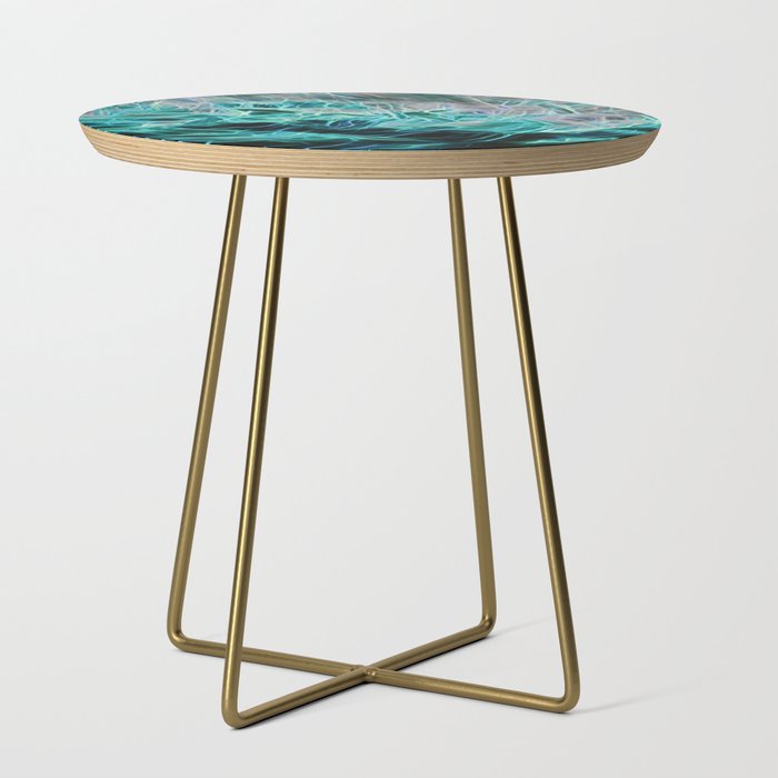 Neon Blue Line Artwork Side Table