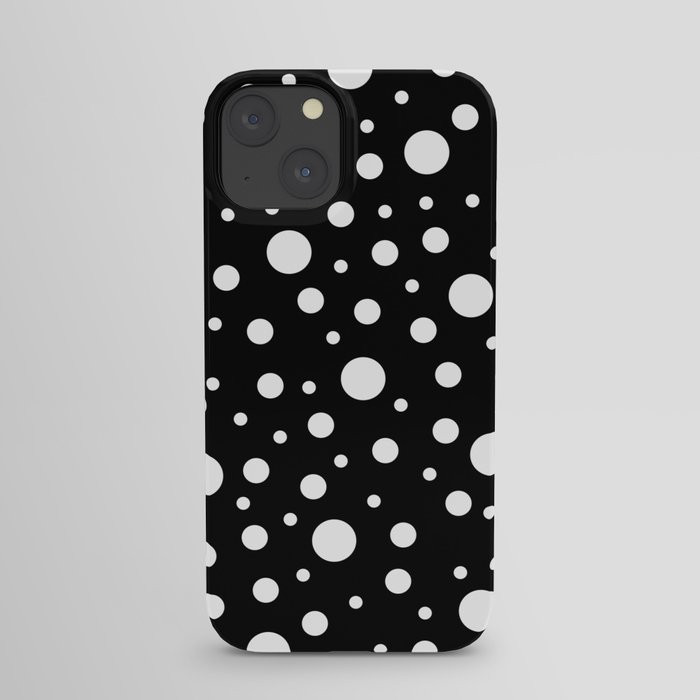 White on Black Polka Dot Pattern iPhone Case