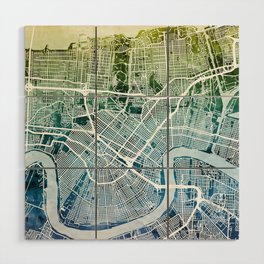 New Orleans City Map Wood Wall Art