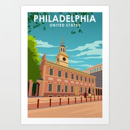 Philadelphia United States Vintage Minimal Retro Travel Poster Art Print