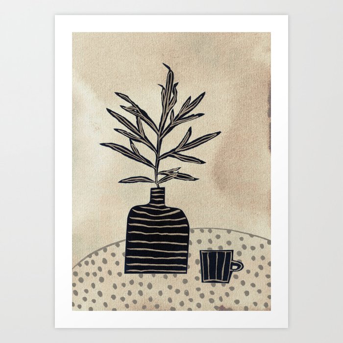 Still Life With a Vase and a Cup of Coffee Art Print