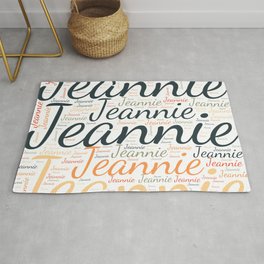 Jeannie Rug | Birthdaypopular, Wordcloudpositive, Graphicdesign, Femalejeannie, Womanbabygirl, Horizontalspain, Vidddiepublyshd, Colorsfirstname 
