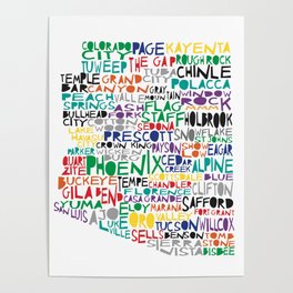 Arizona colorful typography art Poster