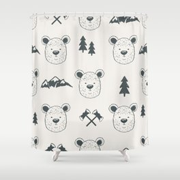 Seamless pattern with bear heads Shower Curtain