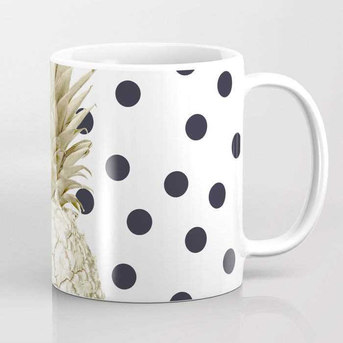 Gold Pinele On Black And White Polka Dots Coffee Mug By Gold Pinele On Black And White Polka Dots Coffee Mug