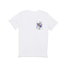 Alen's Hummingbird and Blue Flowers, floral bird design birds, watercolor floral bird art T Shirt