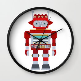 Red Robot Retro Toy Wall Clock