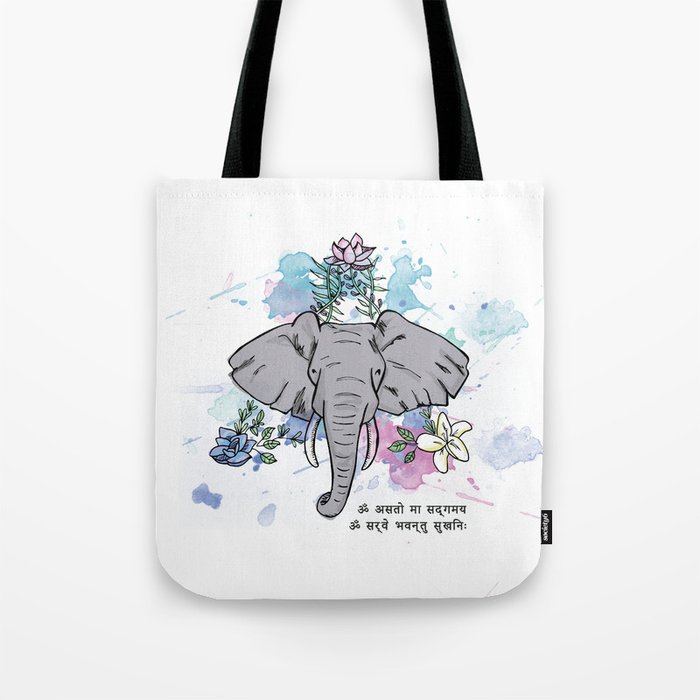 Elephants, Flowers & Mantras Tote Bag