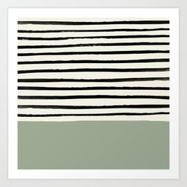 Sage Green x Stripes Art Print