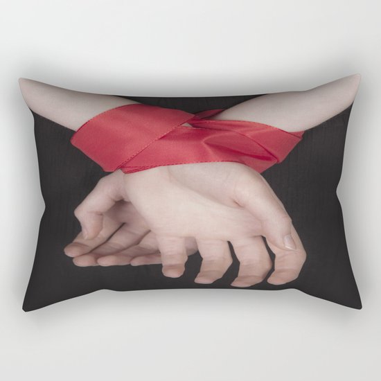 Red Ribbon Rectangular Pillow