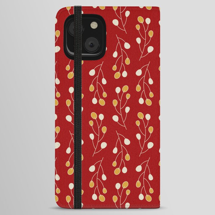 Red leaves brunches iPhone Wallet Case