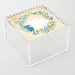 Blue Ocean life with Seahorses, Corals and Chells Acrylic Box
