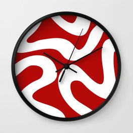 Abstract waves - red Wall Clock