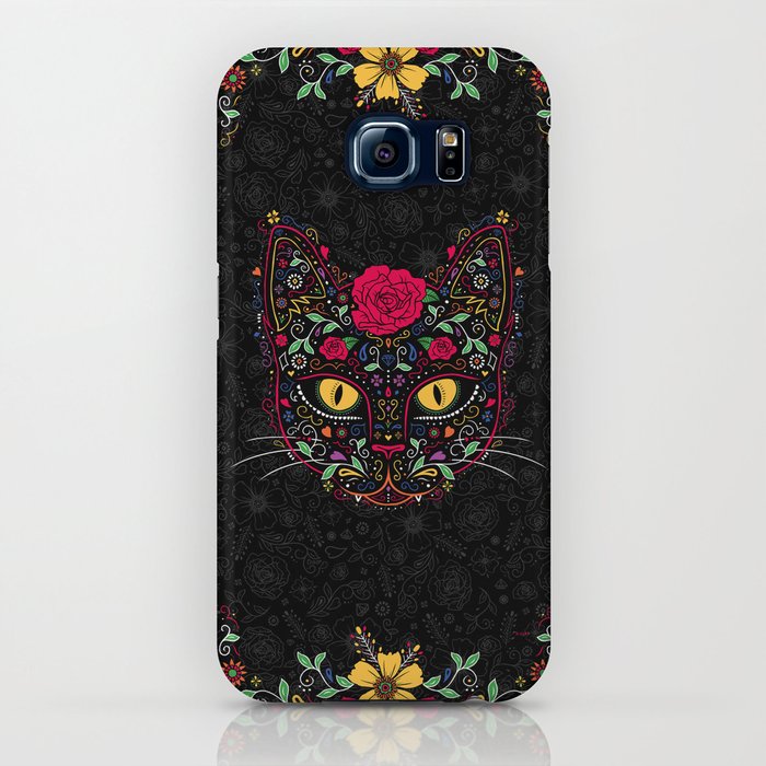 day of the dead kitty cat sugar skull iphone case
