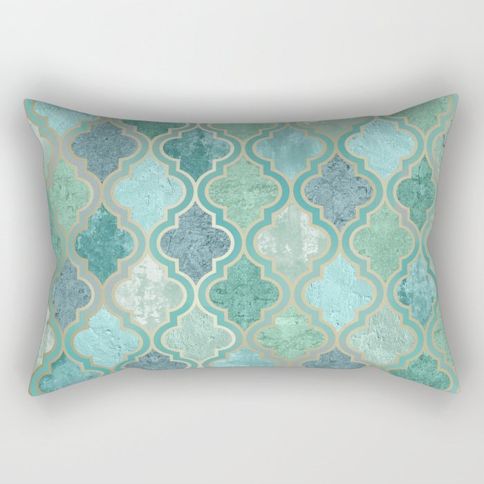 Moroccan Teal Green Rectangular Pillow