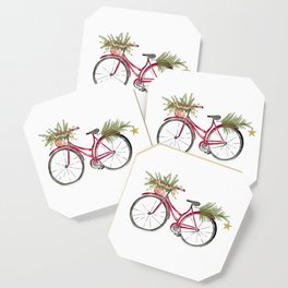 Red Christmas Bicycle Coaster