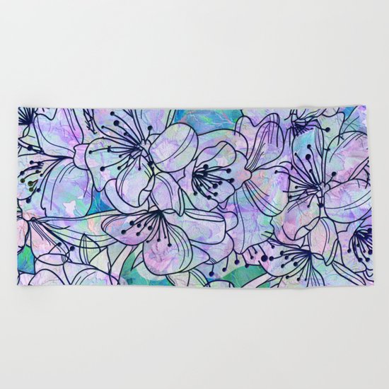 Over and Over Flowers Beach Towel