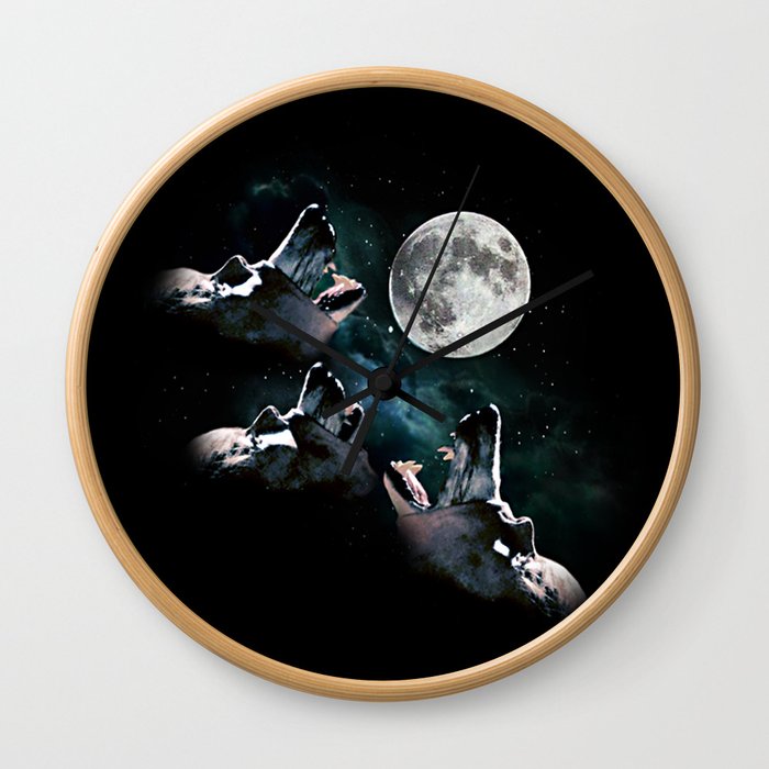 Company of 3 Wolves Moon Wall Clock