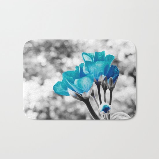 Turquoise FloWERS Bath Mat