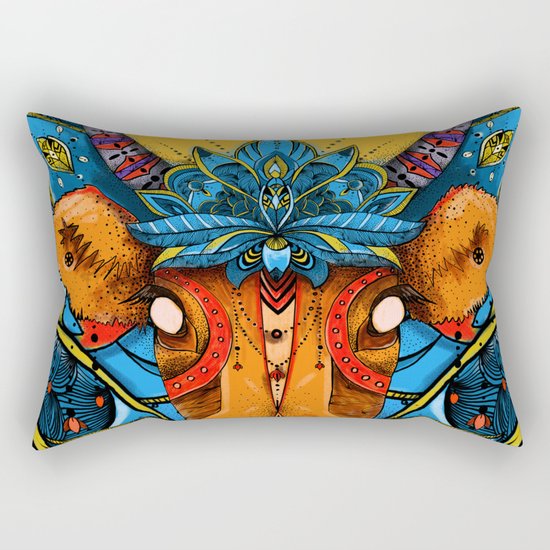 Holy Cow! Blue Lotus Mandala. Rectangular Pillow