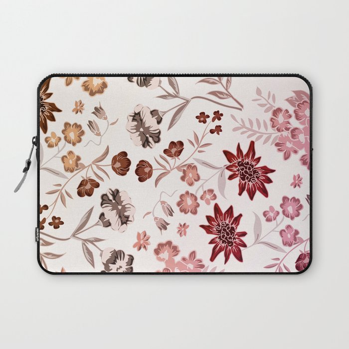 Peony Floral Retro Aesthetic Warm Summer Color Botanical Pattern Laptop Sleeve