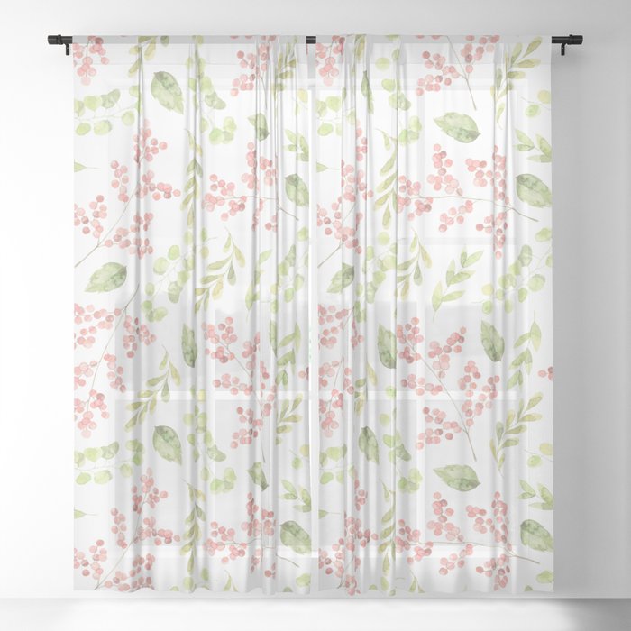 Little Watercolor Flowers handpainted Sheer Curtain