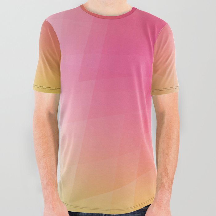 PINK MAGRENTA AND YELLOW ANGULAR BACKGROUND. All Over Graphic Tee