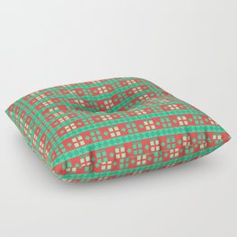 Christmas Pattern Geometric Red Blue Gifts Floor Pillow
