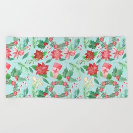 Merry Christmas Beach Towels Society6 Merry Christmas Pattern Blue Background Beach Towel