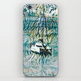 On a yacht at sea - Artistic illustration design iPhone Skin