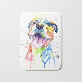 Pit Bull, Pitbull Watercolor Painting - The Softer Side Bath Mat | Watercolor, Dogloss, Breed, Petportrait, Dogpainting, Colorful, Petloss, Remembrance, Bully, Dogs 